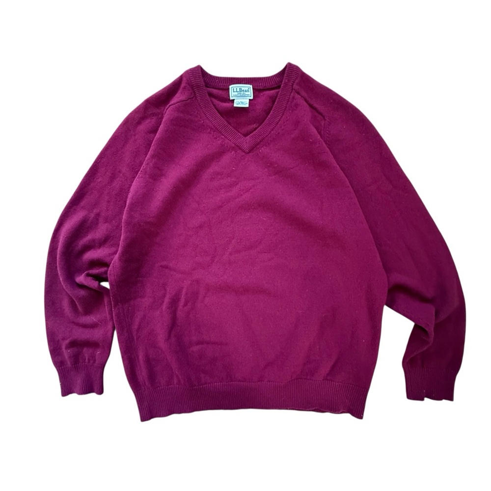 L.L. Bean men’s burgundy long sleeve saddle shoulder lambswool sweater size M